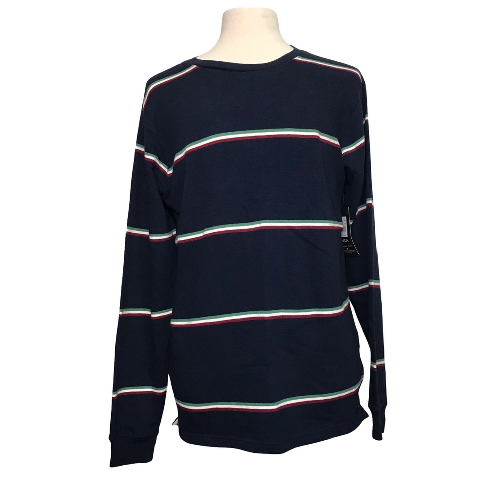 RVCA Eventide Stripe Long Sleeve Sweatshirt Men’s Size S Color Blue Round Neck